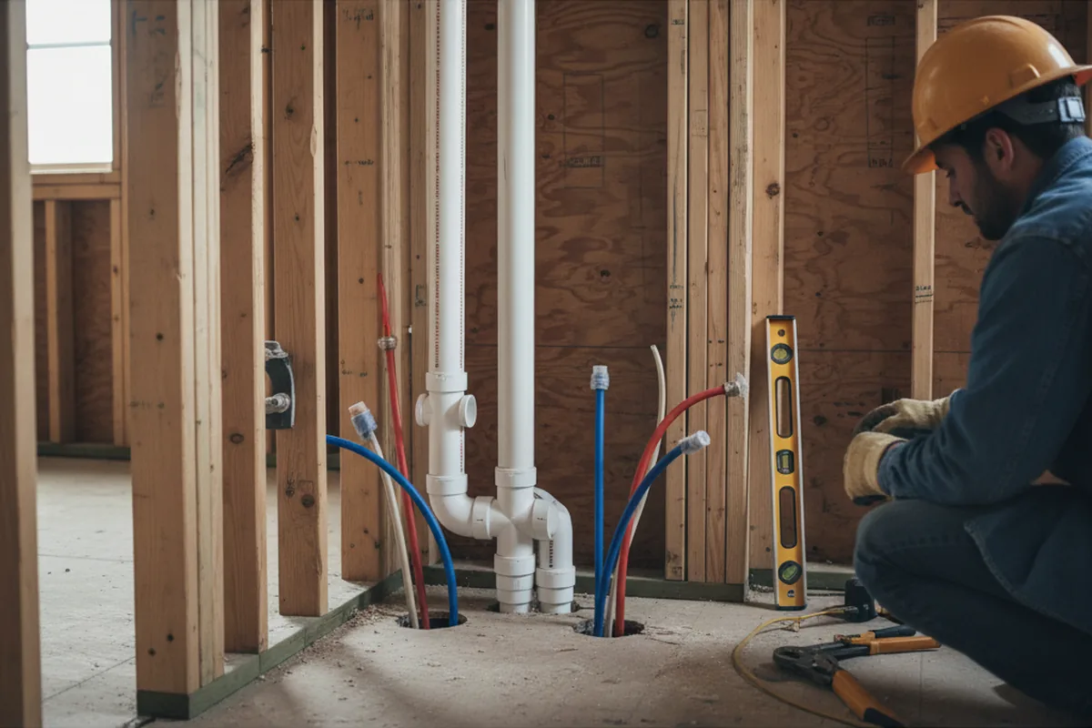 Drain and supply rough-in during Sump Pump Repair in Foley