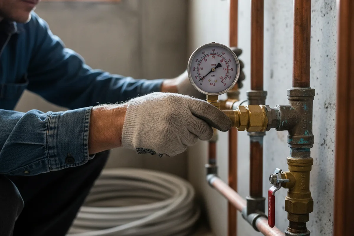 Pressure testing a repaired line during Water Line Repair in Foley